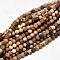 Frosted Natural Petrified Wood Round Bead Strands, 10mm, Hole: 1mm, about 37pcs/strand, 14.5~15 inch