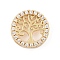 Brass Micro Pave Clear Cubic Zirconia Slide Charms, Long-Lasting Plated, Flat Round with Tree, Golden, 13x13x4.5mm, Hole: 10x1.5 and 1.5x1.5mm