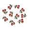 Alloy Enamel Pendants, Cherry, Light Gold, 18x13mm, Hole: 2mm