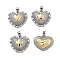 Brass Micro Pave Cubic Zirconia Pendants, Heart with Pattern, Rack Plating, Long-Lasting Plated, Cadmium Free & Lead Free, Real 18K Gold Plated & Platinum, Mixed Shapes, 18~19x22x7~8mm, Hole: 4x3mm