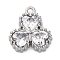 Ion Plating(IP) 304 Stainless Steel Cubic Zirconia Pendants, Flower with Heart Charms, Real 18K Gold Plated, Clear, 11.5x10.5x3mm, Hole: 1.2mm
