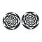 Opaque Acrylic Pendants, Black & White, Flat Round with Rose, Black, 29x2.3mm, Hole: 1.6mm