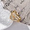Brass Micro Pave Clear Cubic Zirconia Cuff Finger Rings, Heart Rings for Women, Long-Lasting Plated, Rack Plating, ead Free & Cadmium Free, Real 18K Gold Plated, Adjustable, 15mm
