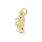 Brass Micro Pave Cubic Zirconia Charms, Cadmium Free & Lead Free, Real 18K Gold Plated, with Jump Ring, Sea Horse, 15x6x4mm, Hole: 3mm