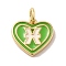 Real 18K Gold Plated Brass Enamel Pendants, with Jump Ring, Cadmium Free & Nickel Free & Lead Free, Heart with Constellation Charms, Pisces, 12x13x1.5mm, Hole: 3.4mm