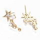 Серьги из латуни с микропейвом и прозрачным фианитом KK-S356-127G-NF-2