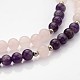 Персонализированные двойного назначения круглые шарики Gemstone 4-слой стретч браслеты ожерелья / BJEW-JB01906-01-6