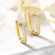 Овальные серьги-гвоздики из латуни с микропаве из прозрачных кубических цирконий EJEW-C126-11G