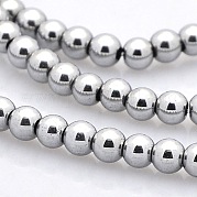 Круглый немагнитная синтетический гематит бисер пряди G-P061-68-3mm
