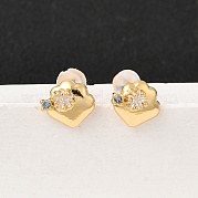 Серьги-гвоздики в форме сердца из латуни с прозрачным фианитом и прозрачным фианитом EJEW-C158-12G