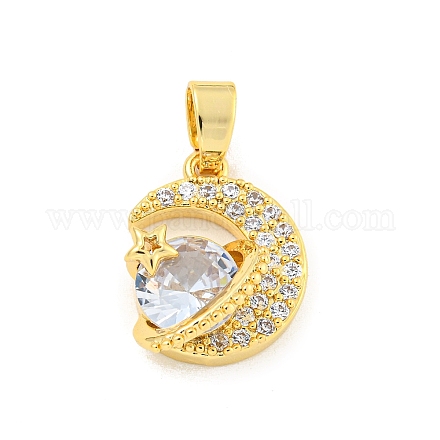 Латунные микропаве прозрачные подвески с фианитом KK-B096-01G-1