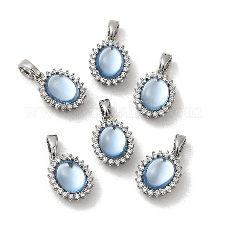 Овальные подвески из латуни с микропаве и прозрачным фианитом KK-M270-38P-1