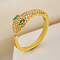 Snake Brass Micro Pave Cubic Zirconia Cuff Rings, Open Rings for Women, Golden, US Size 4 1/4(15mm)