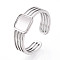 304 Stainless Steel Cuff Rings Components, Pad Ring Setting, Square, Stainless Steel Color, Adjustable, Tray: 6x6mm, 8mm