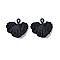Spray Painted Alloy Pendants, Cadmium Free & Lead Free, Gingko Leaf, Black, 27.5x29.5x3.5mm, Hole: 2mm