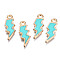 Alloy Enamel Pendants, Lightning Bolt, Light Gold, Dark Turquoise, 20x7x1.5mm, Hole: 2mm