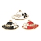 304 Stainless Steel Enamel Pendants, with ABS Plastic Pearl, Ion Plating(IP), Hat, Golden, Mixed Color, 17x26x5mm, Hole: 1.6mm
