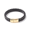 Leather Cord Bracelets, with 304 Stainless Steel Magnetic Clasps, Black, 8-7/8 inch(22.5cm), 11.5mm