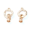 Rack Plating Brass Fold Over Clasps, Cadmium Free & Nickel Free & Lead Free, Long-Lasting Plated, Real 18K Gold Plated, 24x13x2~5.5mm, Hole: 1.8mm
