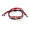 Unisex Adjustable Nylon Thread Braided Bead Bracelets Sets, with Golden Plated Brass Heart Beads, Mixed Color, Inner Diameter: 5/8~3-1/2 inch(1.5~9cm), 2pcs/set