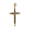 Brass Micro Pave Cubic Zirconia Pendants, Cross, Black, Golden, 38.8x20x2mm, Hole: 4x5mm