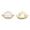 Alloy Enamel Pendants, Cadmium Free & Nickel Free & Lead Free, Light Gold, Bear with Wing, White, 11.5x19.5x1.5mm, Hole: 2mm