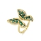 Rack Plated Brass Micro Pave Cubic Zirconia Butterfly Open Cuff Rings for Women, Lead Free & Cadmium Free, Long-Lasting Plated, Real 18K Gold Plated, US Size 6(16.5mm)