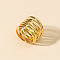 Brass Multi Lines Wide Band Rings, Golden, Inner Diameter: 16mm