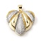 Brass Micro Pave Clear Cubic Zirconia Pendants, Cadmium Free & Lead Free, Heart Charms, Real 18K Gold Plated, 26.5x28.5x9.5mm, Hole: 6x4mm