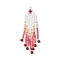 Glass Seed Beaded Tassels Pendants, with Natural Red Jasper , Cerise, 57x15x2mm, Hole: 1.2mm