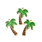 Alloy Enamel Pendants, Coconut Tree Charms, Golden, Green, 29.5x18.5x1.5mm, Hole: 2.2mm