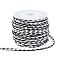 7 Yards Imitation Leather Braided Cords, Round, Black & White, with 1Pc Plastic Spools, Black, 3mm