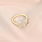 Fashionable Brass Cubic Zirconia Cuff Rings, Letter, Open Rings, Golden, Letter B, Inner Diameter: 16~19mm