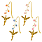 Alloy Hook Bookmarks, Flower Acrylic and Brass Angel Charms Bookmarks, Mixed Color, 195mm, 4pcs/set