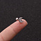 Brass Micro Pave Clear Cubic Zirconia Cartilage Earrings for Women, with Stainless Steel Pins, Stainless Steel Color, Moon, 6mm, Pin: 1.2mm