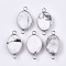 Natural Howlite Links/Connectors, Platinum Tone Brass Edge, Faceted Oval, 27.5x14~15x6mm, Hole: 2mm