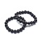 Synthetic Black Stone Bead Stretch Bracelets, Round, Inner Diameter: 2-1/8 inch~2-3/8 inch(5.5~6cm), Bead: 8mm