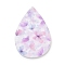 Printed Opaque Acrylic Pendants, Teardrop with Butterfly, 49.5x32.5x1.5mm, Hole: 1.6mm