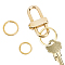 CHGCRAFT Brass Key Chain with 3 Rings Screw Lock Keychain Gold Pressing Side Button Clip Key Holders for Car Keychain for Men Women, 20~58mm Length
