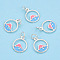 925 Sterling Silver Enamel Charms, with Jump Ring, Volcano, Light Sky Blue, 13x11x1mm, Hole: 3mm