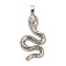 Brass Micro Pave Cubic Zirconia Pendants, Snake Charms, Platinum, 46.5x23.5x5mm, Hole: 5x2.5mm