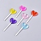 Resin Big Pendants, with Platinum Plated Iron Loop, Imitation Lollipop, Heart, Mixed Color, 71~73x29x7mm, Hole: 2mm