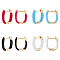 4 Pairs 4 Colors Real 18K Gold Plated Brass Rectangle Hoop Earrings, Mixed Color, 14.5x12x3mm, 1 pair/color
