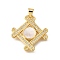 Brass Micro Pave Cubic Zirconia Shell Pendants, Cadmium Free & Lead Free, Intersect, Real 18K Gold Plated, 23.5x22.5x2.5mm, Hole: 4mm