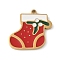 Christmas Themes 304 Stainless Steel Enamel Charms, Real 18K Gold Plated, Christmas Socking, 14x15x1.5mm, Hole: 1mm