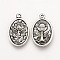 Tibetan Style Alloy Pendants, Oval with Grail, Cadmium Free & Lead Free, Antique Silver, 25x16x3mm, Hole: 1.5mm