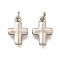 Brass Pendants, Cross Charms, Rack Plating, Lasting Plated, Cadmium Free & Lead Free, with Jump Ring, Platinum, 11.5x7.5x2.5mm, Hole: 2mm