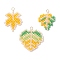 3Pcs 3 Styles Glass Seed Beaded Maple Leaf Pendants, with 304 Stainless Steel Jump Ring, Real 18K Gold Plated, Mixed Color, 24.5~28.5x21~30x2mm, Hole: 2.5mm, 1pc/style
