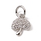 Brass Micro Pave Cubic Zirconia Charms, Cadmium Free & Lead Free, with Jump Rings, Mushroom Charms, Platinum, 9x7.5x2mm, Hole: 3.4mm