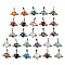 Natural & Synthetic Mixed Gemstone with Clear Cubic Zirconia Pendants, Heart & Wing Charms with Rack Plating Brass Findings, Platinum, Cadmium Free & Lead Free, Mixed Dyed and Undyed, 25x31.5x8.5~9mm, Hole: 7.9x5mm